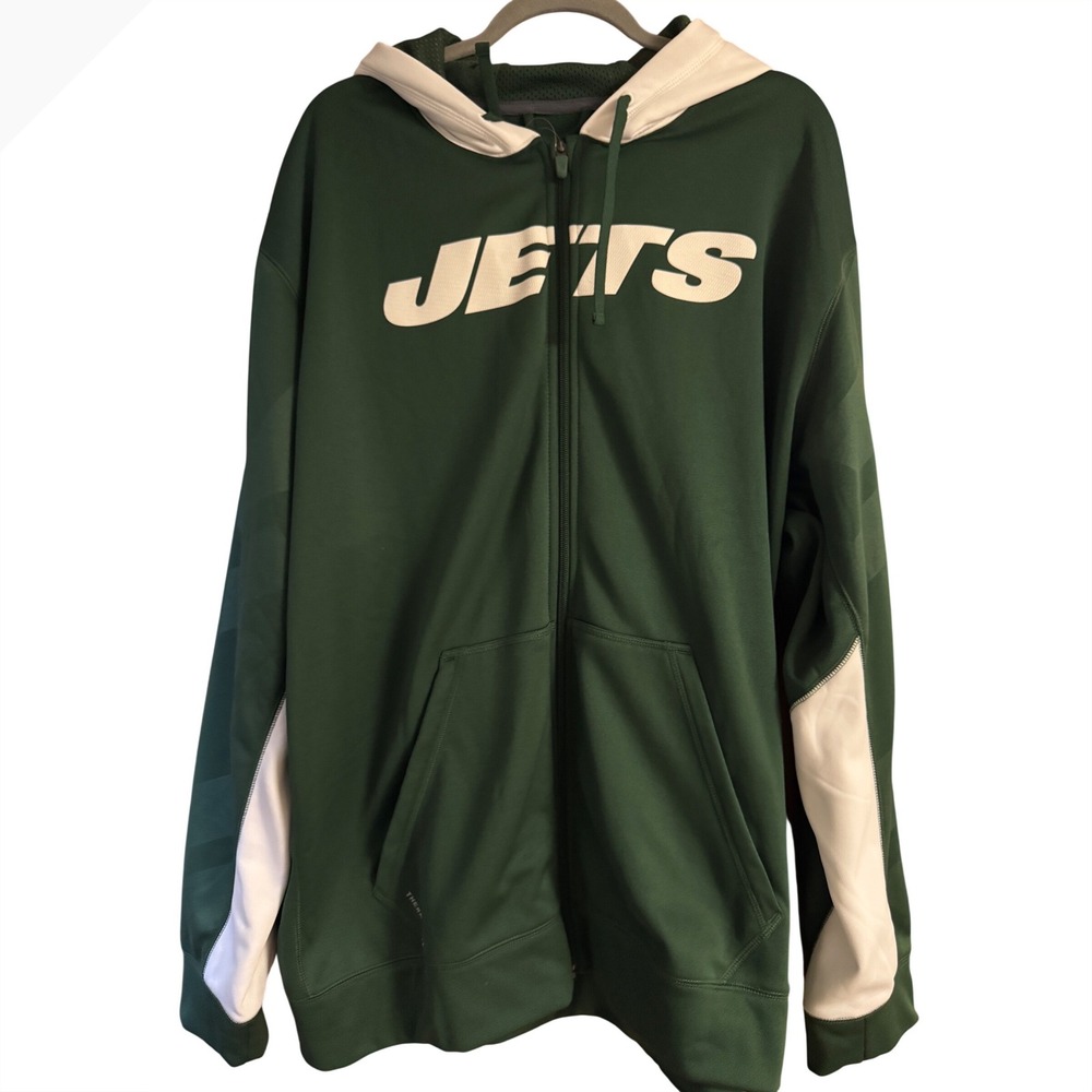 Nike NFL New York Jets Therma-FIT Full Zip Hoodie Mens 3XL Green White